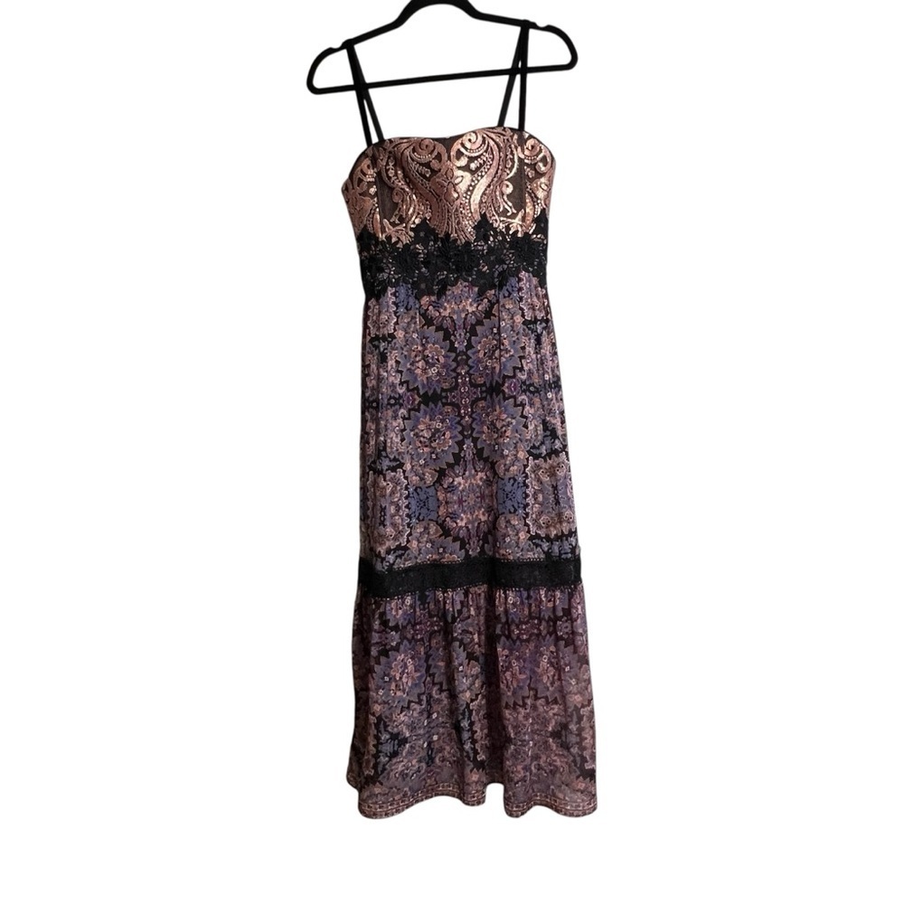 Nanette Lepore Dress Womens Size 2 Silk Purple Sequin Rose Gold Removable Straps